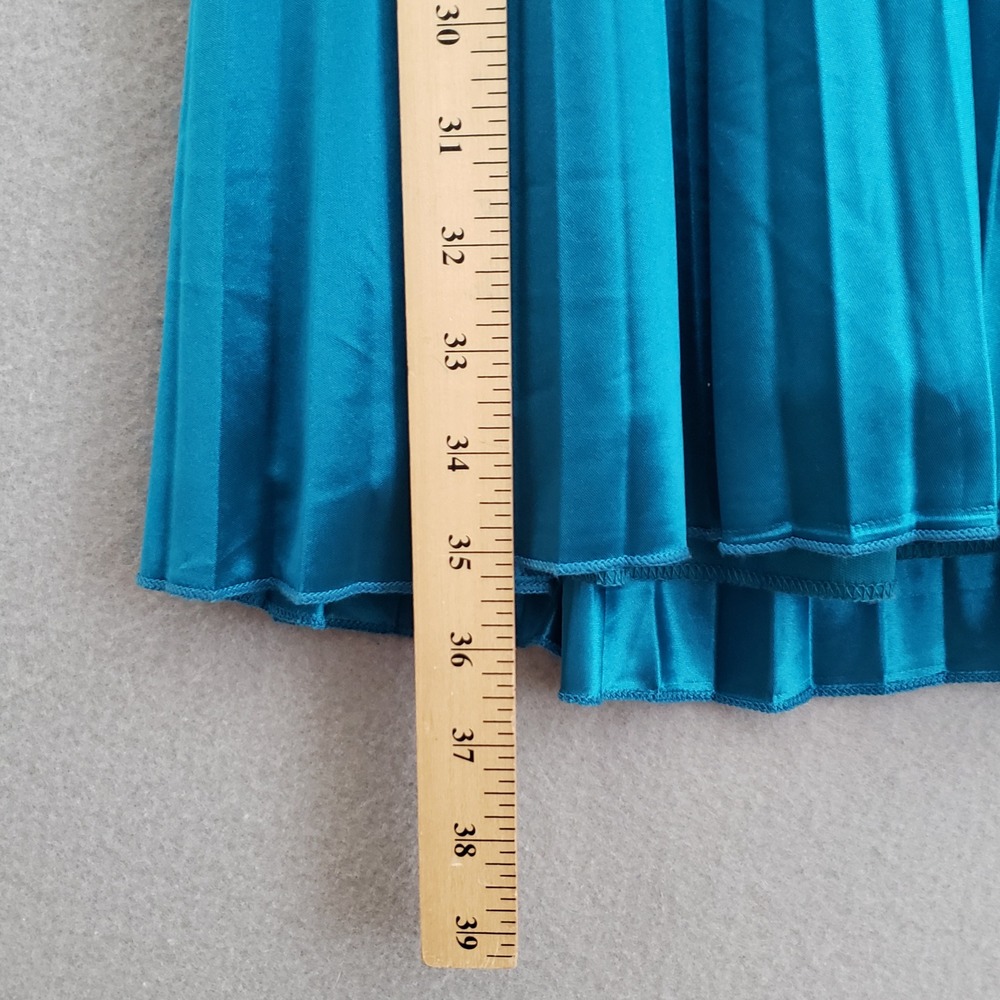 Vtg Jodi Kristopher Teal Blue Satin Halter Dress M Ruched Pleated Y2K Prom READ - Picture 9 of 15